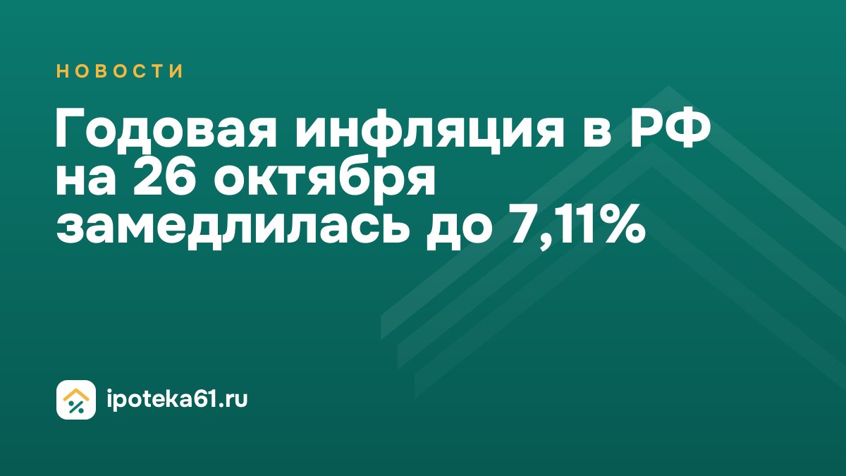 Годовая инфляция в РФ на 26 октября замедлилась до 7,11%